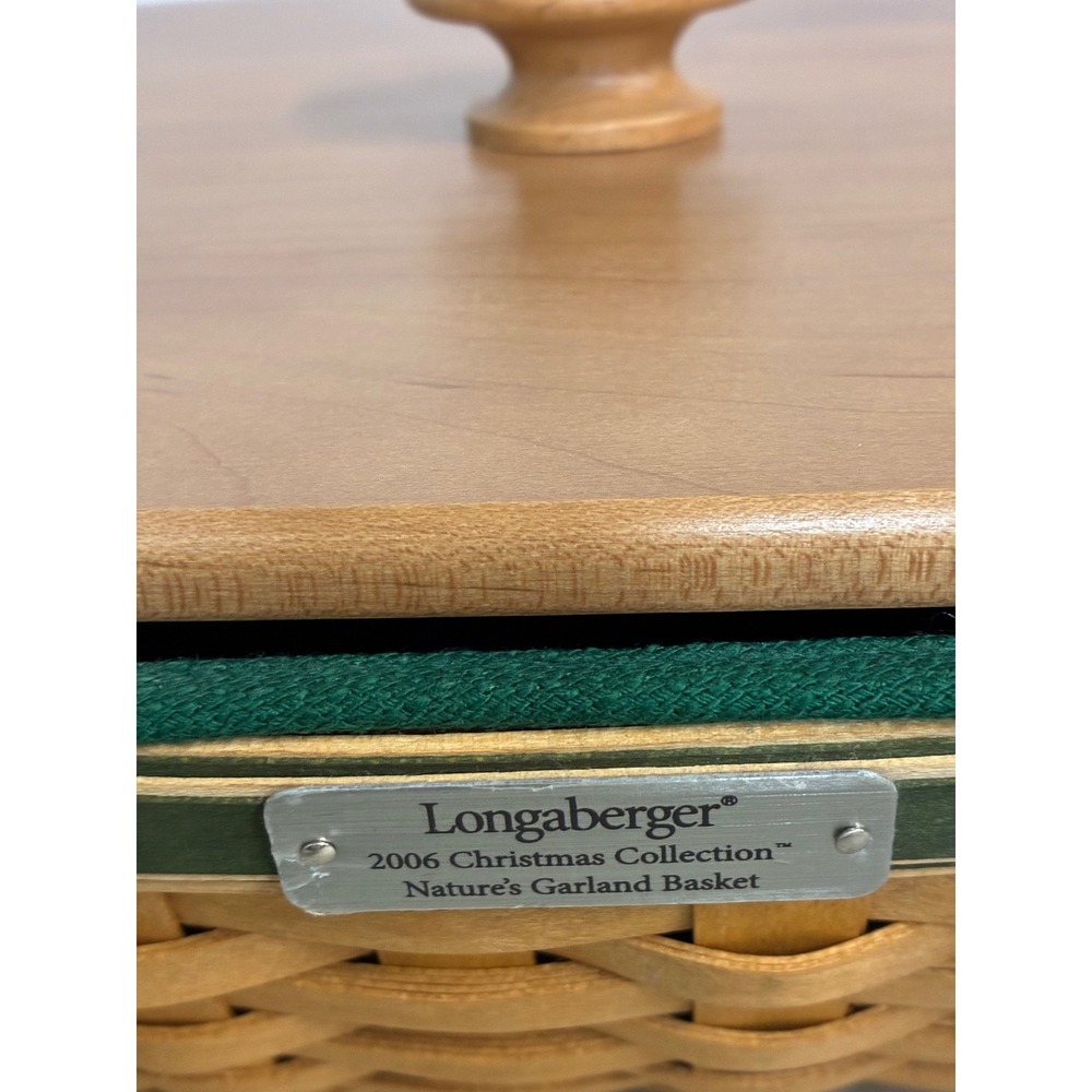 Longaberger 2006 Christmas Collection Natures Garland Basket Wood Lid Liner USA - Picture 8 of 11